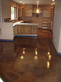 Glossy Floor Finish In Wooden Themed Kitchen