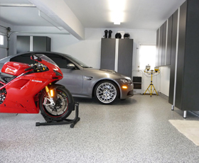 Garage Epoxy floor coating installed in a residential garage